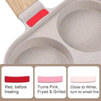 Egg Pan 4 Cup Nonstick Frying Omelette Pan with Lid for Breakfast Skillet for Eggs Pancake with 1 Spatula 1 Brush Black