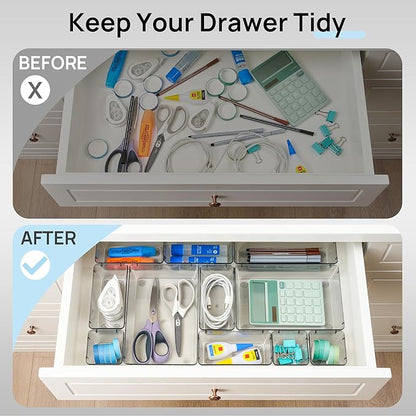 Vtopmart Clear Plastic Drawer Organizers for Bathroom (Clear Black)