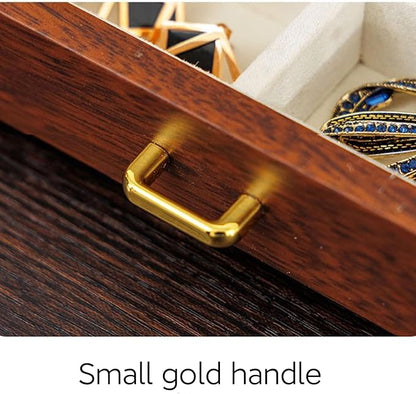 Bescott 5 Layer Solid Wooden Jewelry Box with Lock and Key for Women Men Vintage Velvet Wood Jewelry Organizer Storage for Earrings Rings Necklaces Bracelet Watch Mother’s Day Gift