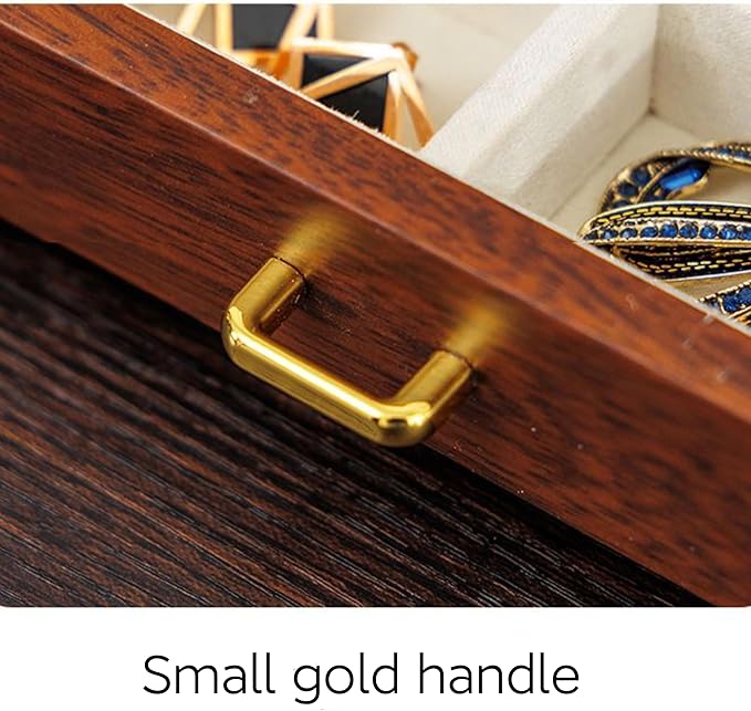 Bescott 3 Layer Solid Wooden Jewelry Box for Women Real Wood Vintage Jewelry Organizer Storage for Earrings Rings Necklaces Bracelet Watch Men