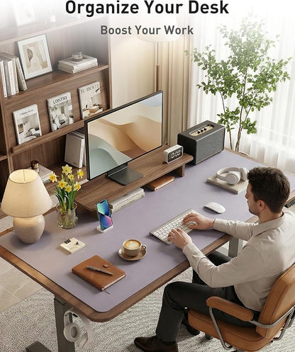 Aothia Faux Leather Desk Mat - Large Mouse Pad, Non-Slip PU Leather Blotter, Waterproof Writing Surface for Office and Home (Lavender, 63" x 24")