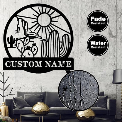 Custom Sign for Wall,Metal Cactus Yard Art,Metal Letters for Outdoor Wall Art,Name Signs