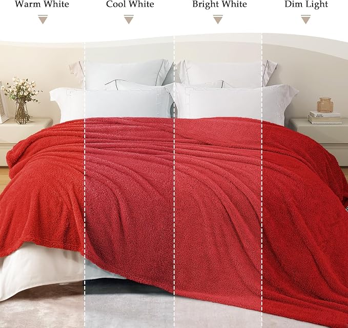 Exclusivo Mezcla Fleece Twin Size Bed Blanket, Ultra Soft, Lightweight and Fuzzy Red Blanket for Women, Home Decor, 60x80 Inches
