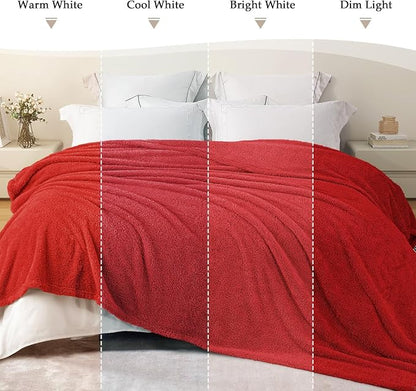 Exclusivo Mezcla Fleece Twin Size Bed Blanket, Ultra Soft, Lightweight and Fuzzy Red Blanket for Women, Home Decor, 60x80 Inches
