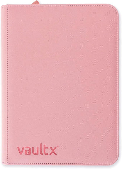 Vault X 9 Pocket Zip Binder, 360 Cards, Exo-Tec Material, 20 Side-Loading Pages (Pink)