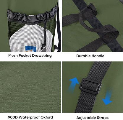 BALEINE 150L Laundry Bag Backpack, 900D Oxford Fabric Large Travel Laundry Bags with Shoulder Straps and 2 Mesh Pockets for College Dorm, Apartment, Laundromat (Green, 150L)