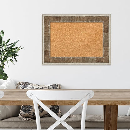 Amanti Art Natural Cork Board for Wall, 17x23 Vision Board with Brown Wood Frame, Small Corkboard Office Decor for Home Organization, Country Rustic Corkboard Pinboard to Display Items for Home