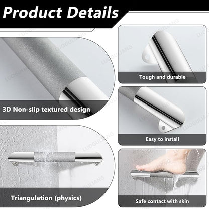 Shower Foot Rest Bar, Polished Chrome Corner Shower Foot Rest for Shaving Legs, Stainless Steel Wall Mounted Bathroom Shower Foot Step