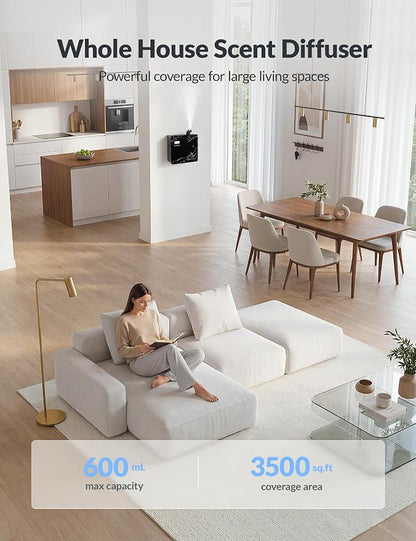 2026 Upgraded 3500 Sq.Ft HVAC Scent Diffuser for Home, Smart Whole House Scent System with App & Remote Control, Hotel Collection Waterless Diffuser for Large Room, Cold Air Tech, 600mL, Marble Black