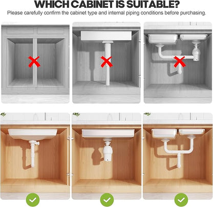 1 Pack-16"-26"W Expandable Under Sink Organizer With Upgrade Ball-Bearing Slide,2-Tier Pull Out Under Cabinet Organizer Height Adjustable,Not Suitable For Cabinets With Partitions In The Middle