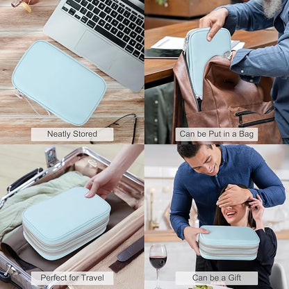 FYY Electronic Organizer, Large Travel Cable Organizer Bag Pouch Electronic Accessories Carry Case Portable Waterproof Double Layers All-in-One Storage Bag for Cable, Cord, Charger, Mint Green