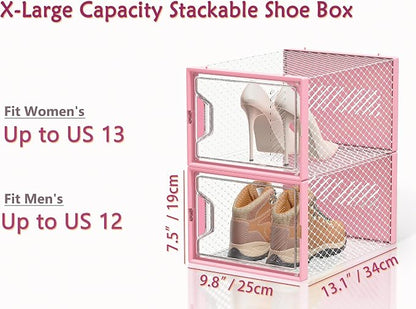 SIMPDIY Shoe Storage, 12 Pack X-Large Shoe Organizer for Closet, Shoe Boxes Clear Plastic Stackable Shoe Storage Boxes for Size 13