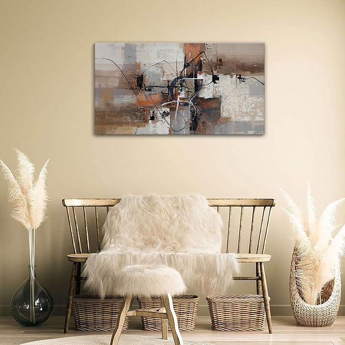 YDYSUNE Abstract Canvas Wall Art, Modern Wall Decor Painting, Brown Room Decorations, Orange Wall Art for Living Room, Bedroom, Office Artwork Wall Decor 20×40IN