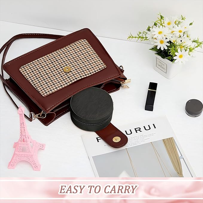6 Pcs Travel Jewelry Case Bridesmaid Gift Boxes Jewelry Travel Organizer Small Round Jewelry Box Mini Storage PU Leather