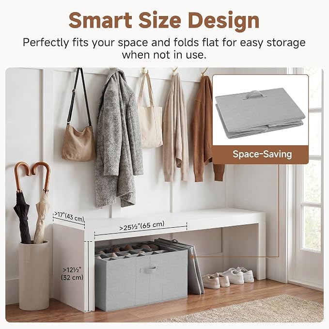 StorageWorks Shoe Organizer for Closet, Fits up to 24 Pairs, Shoe Cubby Storage Containers with Adjustable Dividers and Clear Cover, Grey