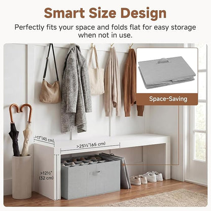 StorageWorks Shoe Organizer for Closet, Fits up to 24 Pairs, Shoe Cubby Storage Containers with Adjustable Dividers and Clear Cover, Grey