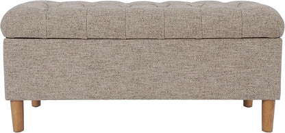 Homepop Home Decor | Tufted Ainsley Button Storage Ottoman Bench with Hinged Lid | Ottoman Bench with Storage for Living Room & Bedroom,Midtone Gray