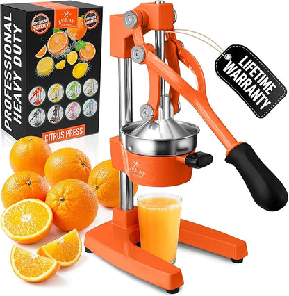 Zulay Kitchen Cast Iron Juicer - Heavy Duty Manual Juicer with Detachable Strainers for Easy Cleaning, Orange Juice Press for Citrus Fruits, Perfect for Bartenders, Juice Lovers & Health Enthusiasts