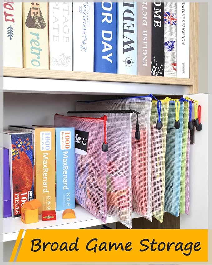 SUNEE Plastic Mesh Zipper Pouch 6.8x9.2 in (8 Colors, 24 Packs), Small Water-Resistant Zip Bag for School Office Supplies, Pencil Organizing Storage