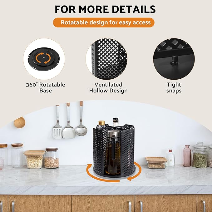 Rotating Paper Cup Dispenser, Cup Holder with 4 Compartments, Disposable Coffee Cup Dispenser Removable, Plastic Cup Storage & Lid Holder for Countertops, Kitchen, Coffee Stations (Black)