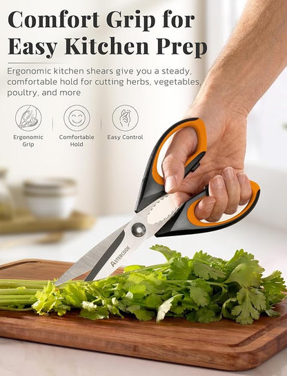 Astercook Kitchen Scissors 3 Pack, Heavy Duty All Purpose Kitchen Shears for Food and Packaging, Stainless Steel Food Scissors for Meat, Poultry, Herbs and Vegetables, Dishwasher Safe