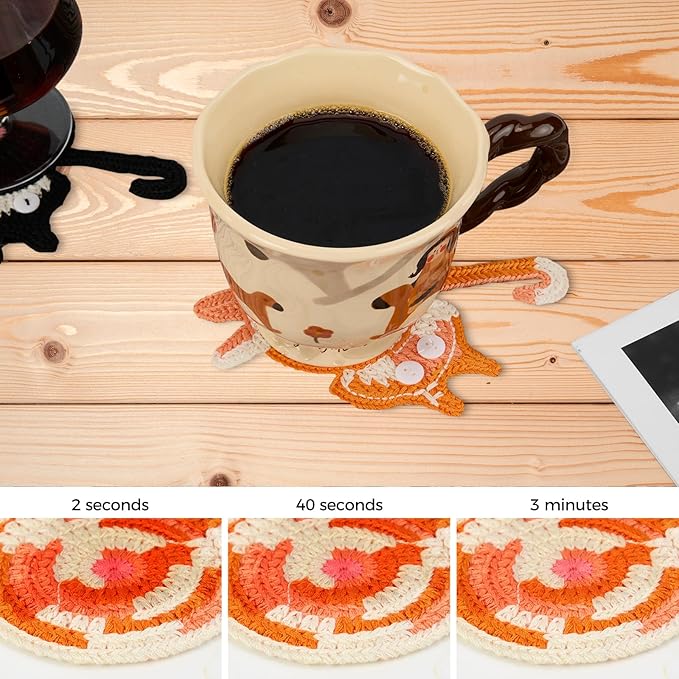 Drink Coaster | Cat Gifts for Cat Lovers,Fun Woven Creative Coasters,Cute Coffee Coaster for Home Decor Tabletop Protection Suitable for Kinds Cups (3PC)