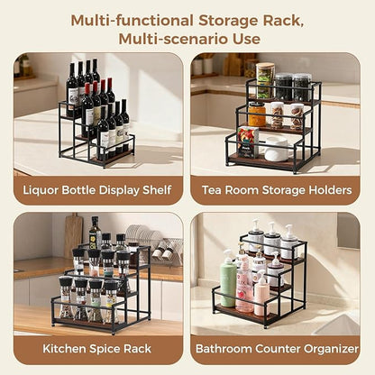 Coffee Syrup Rack Organizer, 3-Tier 12 Syrup Bottles Holder Stand for Coffee Bar, Liquor Bottle Display Shelf Bar Shelf Stand Countertop Rack for Syrup, Wine, Spice