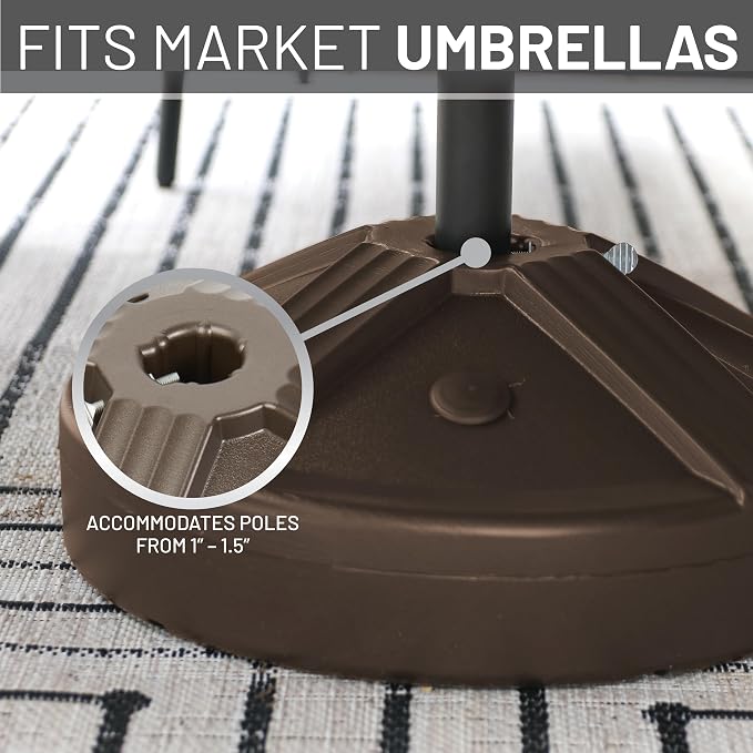 US Weight Durable 50 Pound Fillable Umbrella Base Designed to be Used with a Patio Table