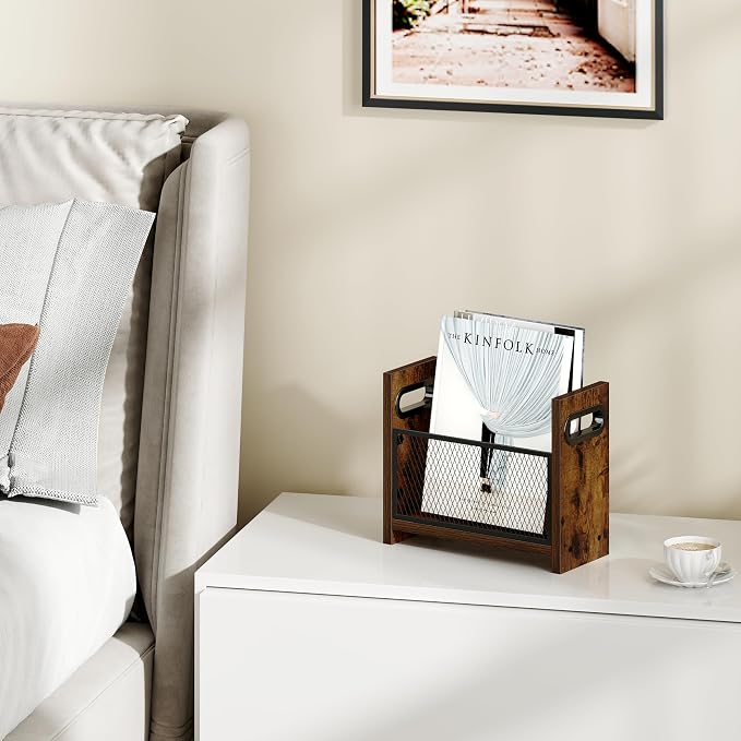Magazine Rack, Magazine Holder for Magazines Books Newspapers in Home Office, Magazine Basket, Magazine Storage, Magazine File Holder for Desktop, Small