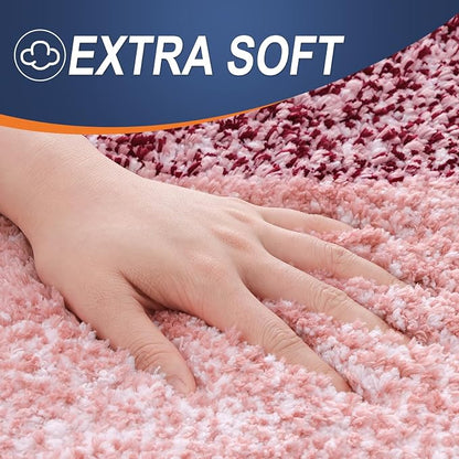 OLANLY Bathroom Runner Rugs Mat 47x20, Extra Soft Absorbent Microfiber Bath Rugs, Rubber Backing, Quick Dry, Washable Long Bath Mats for Bathroom Floor, Tub and Shower, Home Decor Accessories, Red