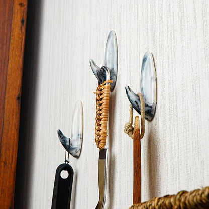 Indian Shelf Decorative Resin Adhesive Wall Hooks for Coats – 12 Hooks 24 Strips, Waterproof, Rustproof Towel Holder, No-Drill Hangers for Bathroom & Kitchen – Cute Key Holder for Wall