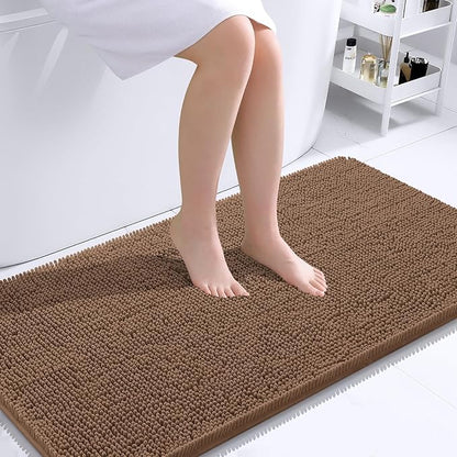 OLANLY Large Bathroom Rugs 40x24, Extra Soft Absorbent Chenille Bath Rugs, Rubber Backing Quick Dry, Machine Washable Bath Mats for Bathroom Floor, Tub and Shower, Home Decor Accessories, Mocha