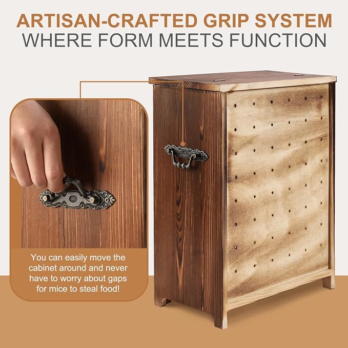 Mini Potato and Onion Storage Bin - Wooden Storage Box for Kitchen Countertops, Vegetable Storage Bins, 12.2" W x 6.5" D x 16" H (Rustic Color)