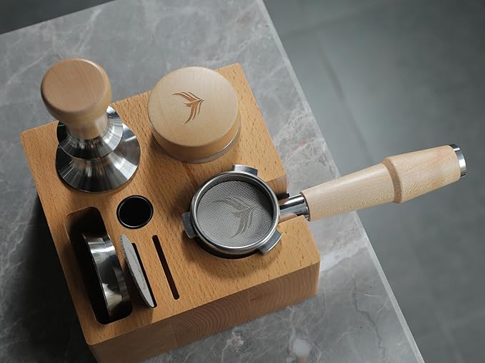 Tamping Station 54mm for Breville Espresso Machine Accessories – Portafilter Holder with Tamper, Distributor, Dosing Funnel, WDT Tool & Puck Screen Slots