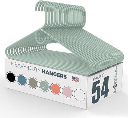 Neaties Heavy Duty Clothes Hangers 50 Pack (54 Count) – Made in The USA – 8lb Capacity Plastic Hangers for Adult Clothing – Durable for Pants, Coats, Jackets, or Jeans – Mint