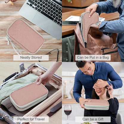 FYY Electronic Organizer, Travel Cable Organizer Bag Pouch Electronic Accessories Carry Case Portable Waterproof Double Layers All-in-One Storage Bag for Cable, Cord, Charger, Phone, Pattern Pink (M)