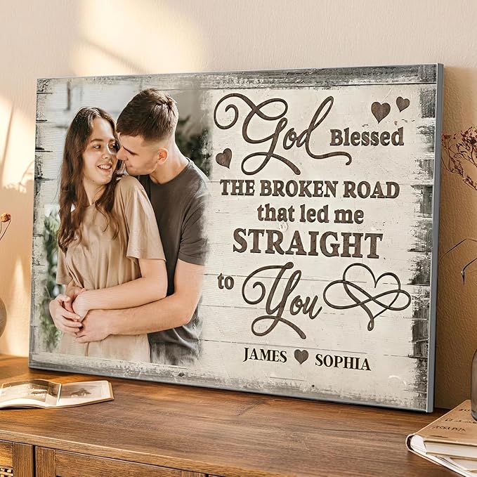 Love Signal Personalized Wall Art for Couples, Custom Photo Print Canvas/Poster/Frame, Valentine Day, Anniversary, Wedding, Birthday Gifts for Him Her Boyfriend Girlfriend, Husband Wife Bedroom Decor