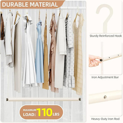 STORAGE MANIAC Adjustable Closet Rod for Hanging Clothes, 1 Pack White | Expandable 17.9"-29.7" Heavy-Duty Metal Closet Hanging Rod with 9 Height Adjustments, Space-Saving Double Closet Organizer