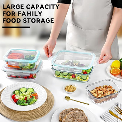 GEHE 4 Pack Large Glass Storage Containers with Airtight Lids, 78/52/36/22oz Glass Meal Prep Food Storage Containers for Baking, Storing, Leakproof, BPA Free, Microwave/Freezer/Dishwasher Safe