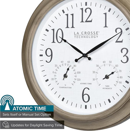 La Crosse Technology 404-18027-INT 18-inch Indoor/Outdoor Tan Atomic Analog Wall Clock