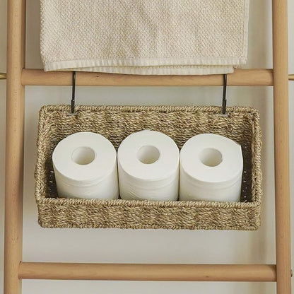 StorageWorks Woven Wall Baskets for Storage, Seagrass Baskets for Shelf, Wall Storage for Kitchen and Bathroom, Hanging Baskets for Organizing, 2 Pack