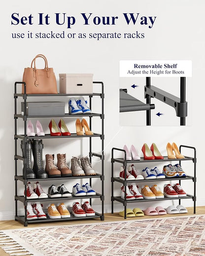 Kitsure Shoe Rack for Closet, Sturdy Shoe Storage for Entryway, Space-Saving Shoe Rack Small and Shoe Shelf, 27.6" Wide, Black