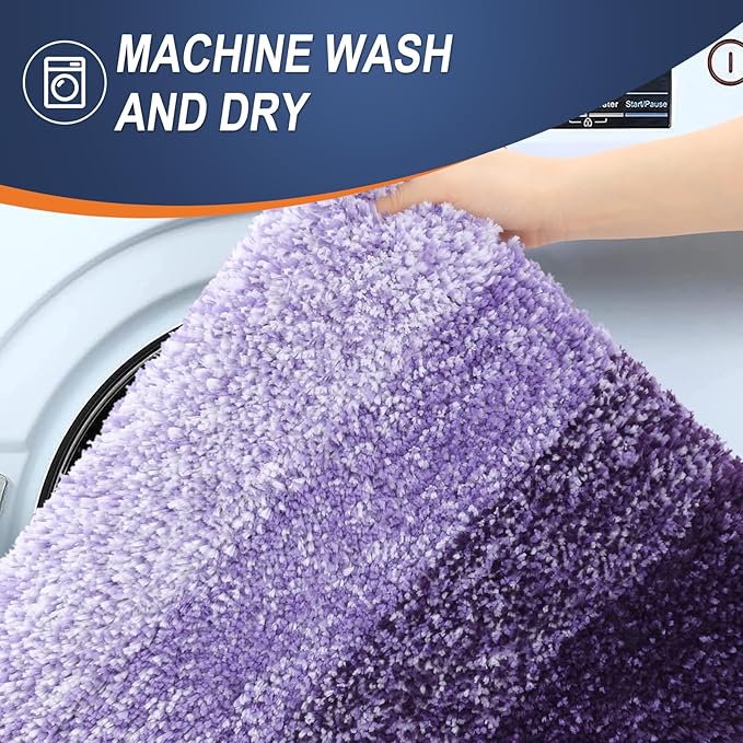 OLANLY Bathroom Runner Rugs Mat 44x24, Extra Soft Absorbent Microfiber Bath Rugs, Rubber Backing, Quick Dry, Washable Long Bath Mats for Bathroom Floor, Tub and Shower, Home Decor Accessories, Violet