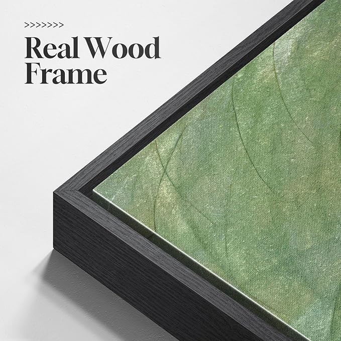 Framed Sage Green Abstract Wall Art, Modern Canvas Prints Paintings Artwork for Walls, Square Minimalist Green Abstract Pictures for Living Room Dining Bedroom Hallway Home Office Wall Decor 24x24In