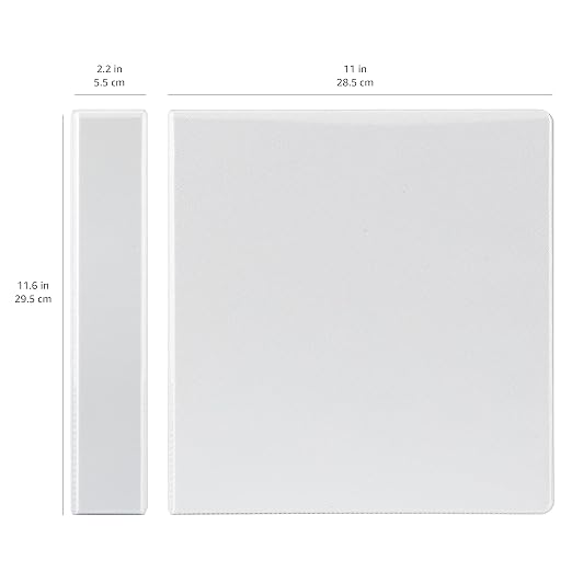 Amazon Basics 3 Ring Binders, 1.5 Inch D-Ring Organizer for School, Home Office, White, 4 Pack