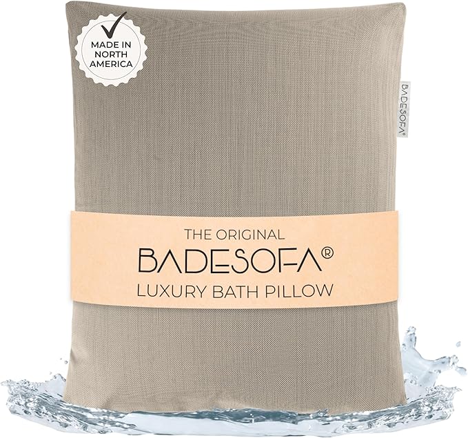 BADESOFA® Luxury Bath Pillow S - Ultra Comfortable & Quick-Drying Bath Back Pillow - Washable Full Body Bath Pillow for Bathtub - Therapeutic Head and Neck Support - Luxury Spa Cushion in Beige