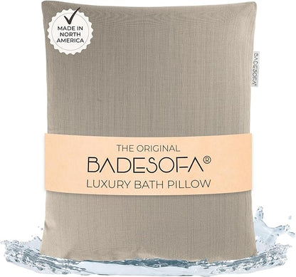 BADESOFA® Luxury Bath Pillow S - Ultra Comfortable & Quick-Drying Bath Back Pillow - Washable Full Body Bath Pillow for Bathtub - Therapeutic Head and Neck Support - Luxury Spa Cushion in Beige