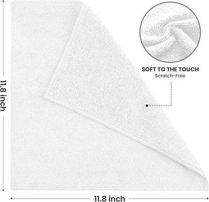 SIFANGKE Microfiber Cleaning Cloth, 12 Pack Lint-Free and Highly Absorbent Rags, White Reusable Microfiber Towels for Car, Kitchen, Bathroom and Household Cleaning Supplies, 11.8"X11.8"