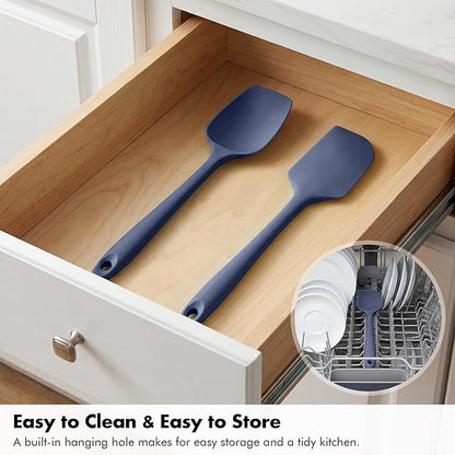 3 Pieces Silicone Spatula Set: Ironberry 600ºF Heat Resistant Food Grade Cooking & Baking Utensils, Kitchen Flexible Nonstick Rubber Scraper for Scraping, Mixing, Scrambling, Flipping (Midnight Blue)