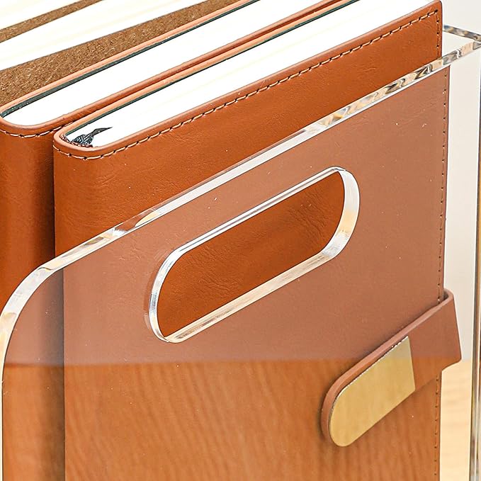 Acrylic Magazine File Holder, 5 Vertical Compartments Desk Document Sorter Organizer, Clear Folder Rack Binder for Office/Documents/Classroom, for Home, Tablet, Magazines, Books & Accessories